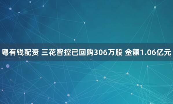 粤有钱配资 三花智控已回购306万股 金额1.06亿元